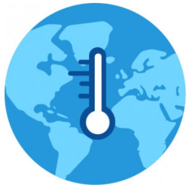 NOAA Climate data graphic - a thermometer on top of the earth